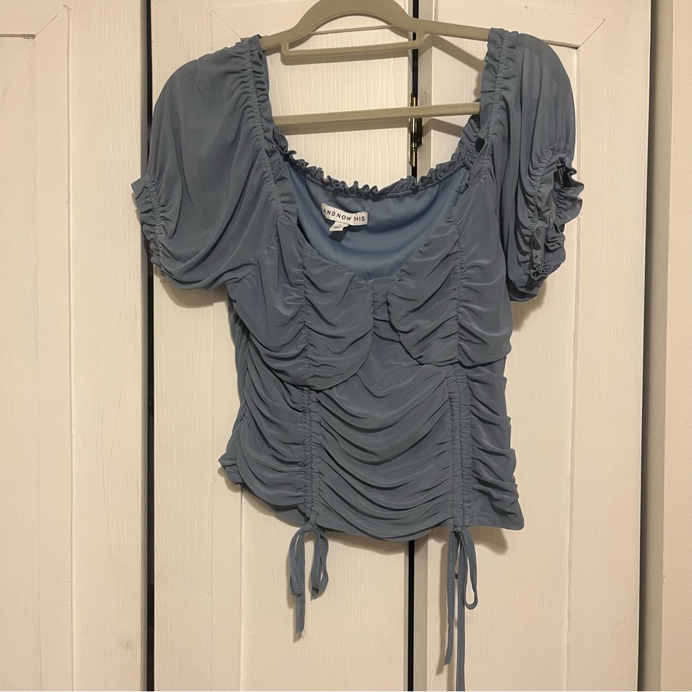 Ruched Dusty Blue Top